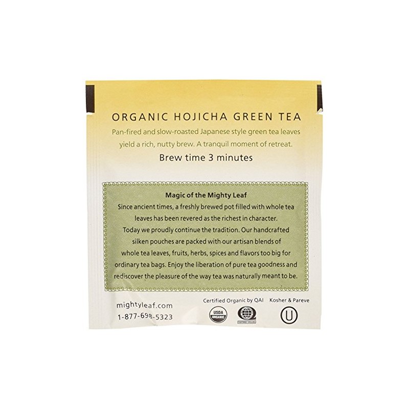 Mighty Leaf Organic Hojicha Green Tea – 100 Count Foil-Wrapped