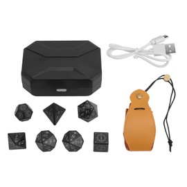 7pcs Electronic Dice LED Rechargeable with Charging Compartment Light Up Dice for RPG Tabletop Game Yellow Storage Bag