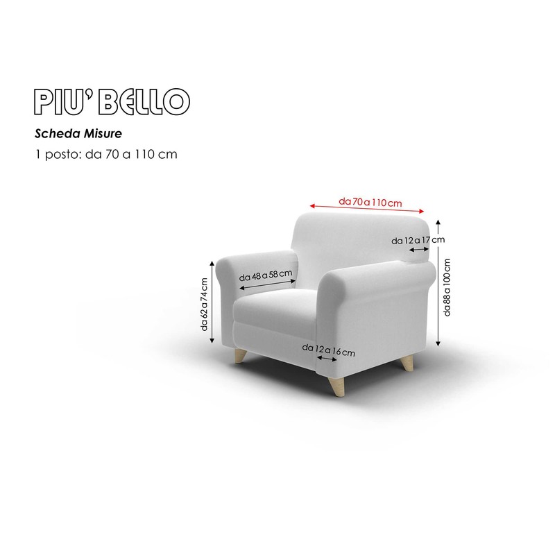 Italian Bed Linen Più Bello bielastic Sofa cover White, 1