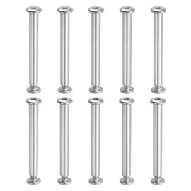 PATIKIL Hex Chicago Screws, 10 Set Binding Screw Posts M6 x 65 mm Connecting Hex Drive Socket Cap Bolt Nuts for Scrapbook Leather Belt Album Photo Furniture Repair, Silver