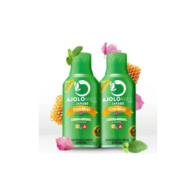 Ajolomiel Jarabe Suplemento Con Vitaminas C & A (2-pack) Menta-eucalipto