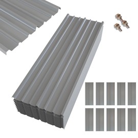 NeatiEase NeatiEase 10 Pcs Metal Roofing Panels, 5.1 Feet Corrugated Galvanized Roofing Panels Metal Siding Panels with Steel Screws for Pergola, Gazebo, Shed, Outdoor Storage, Chicken Coop, Patio,Garages