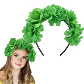 St. Patrick's Day Flower Headband Green Flower Hair Hoop St. Patrick's Day Hair Accessories for Women Girls St. Patrick's Day Flower Hair Decoration Party Supplies