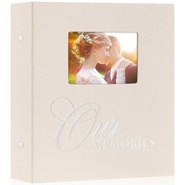 Lanpn Photo Albums 4x6 600 Pockets Slip in, OURMEMORIES Large Capacity Linen Hardcover Window Photo Book Photobook Holds 600 horizontal Vertical Photos (Grey)