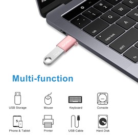 MOSISO USB C to USB Adapter 2 Pack,USB Type-C to USB Connector,Thunderbolt 3 to USB 3.0 Converter OTG Compatible with MacBook Pro 2024-2016/Air 2024-2018/Laptop/Tablet/More Type-C Devices, Rose Gold