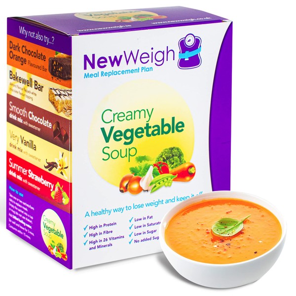 NewWeigh Creamy Vegetable Meal Replacement Soup, 7 x 60g sachets - Suitable for Vegetarians - High Fibre & High Protein