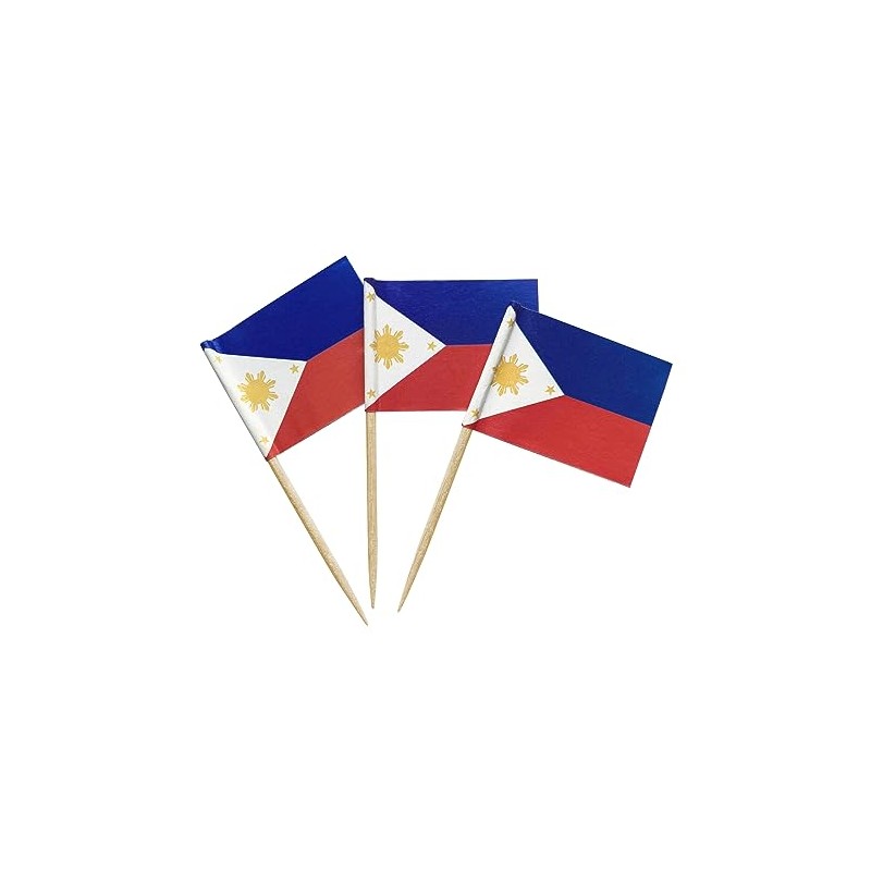 100 Pcs Philippines Flag Filipino Toothpick Flags, Small Mini Stick