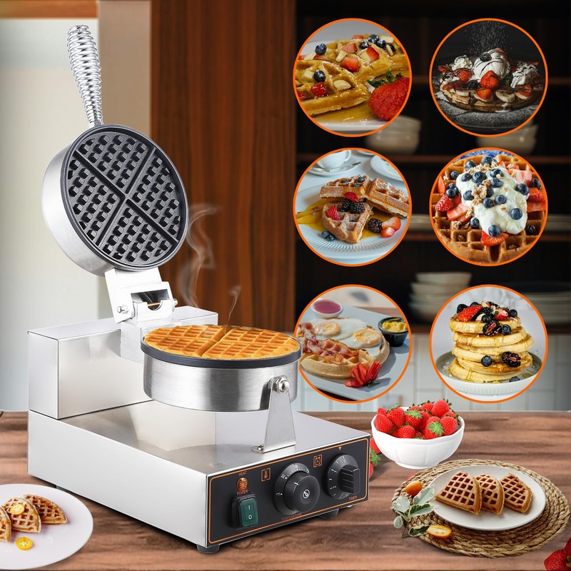 Litake Commercial Waffle Cone Maker 1200W 110V Stainless Steel Electric