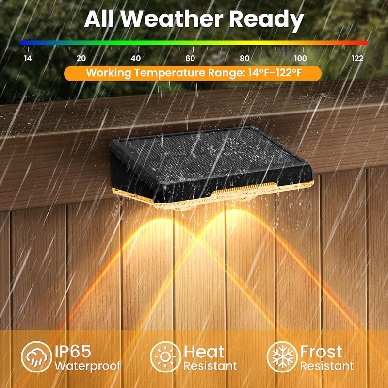 APILAB Solar Fence Lights Outdoor 16 Pack - 3 Modes