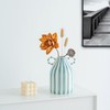 Blue and White Ceramic Vase, Mid Century Modern Striped Small