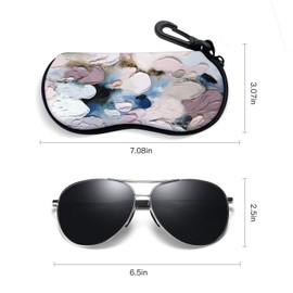 ZAXMEY Sunglasses Soft Case with Carabiner Ultra Light Neoprene Zipper Glasses Case, Grey Marble