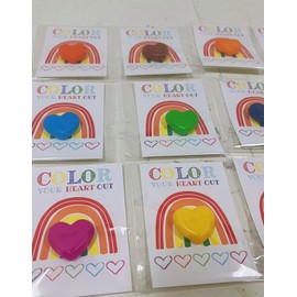 Colorful Crayons with Cards for Kids, Heart Crayons Valentines Day Gifts for Kids Classroom, Girl Boy Birthday Gifts, Party Favors, School Students Reward Back to School Gifts Supplies Christmas Gifts