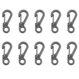 SAHENITEANA Gancho De Clips De Resorte, Mini SF Mosquetones De Resorte, MosquetóN con Agujero Fijo para Llavero Al Aire Libre, Columpio, Camping, Pesca, Senderismo, Viajes, Hamaca (Gris -10 Paquete)