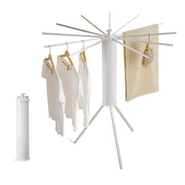 JOOM Tripod Clothes Drying Rack, Garment Rack Portable and Foldable Space Saving Laundry Drying Rack - Drying Rack Clothing Floor Folding Balcony Bedroom Household Aluminum