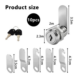 Cabinet Locks with Key,Durable Locker Locks with Key,Post Box Cam Lock with 5 Different Lock Plates and 4 Keys,Versatile Silver Mailbox Lock,Rust Resistance Letterbox Lock for Business,Home