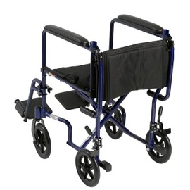 Drive Medical ATC19-BL Lightweight Aluminium Transport Wheelchair with Swing-Away Footrest, Blue