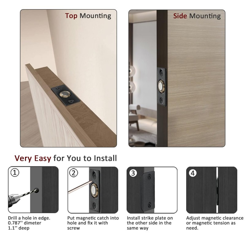 JQK Closet Magnetic Door Ball Catch Hardware, 430 Stainless Steel