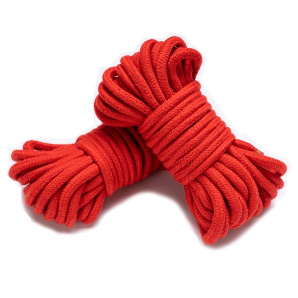 JANDANT Soft Cotton Rope 2 Pcs (Red) 32 Feet/10m Length
