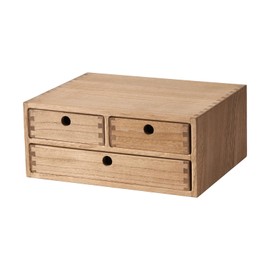 Kirigen Natural Wood Desktop Storage Cabinet -Shallow Type Drawers - Fax Stand with metal handle - Small File organizer Size 13.78"L*11.02"W*4.33"H(NA, 2-Layer &2 Drawers)