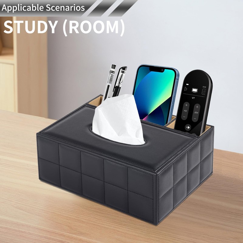PU Leather Rectangular Tissue Box Cover - Multifunctional Tissue Box