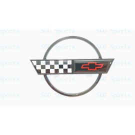 AUTO 1PC 1984-1996 C4 Corvette Black Rear Gas Lid Only Cross Flags Emblem