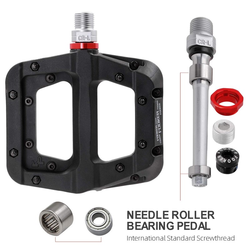 FOOKER MTB Pedals Mountain Bike Pedals 3 Bearing Non-Slip Lightweight