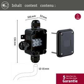 Paulmann Leuchten Paulmann 237 Connection Box 3-Way IP68 Protected Against Permanent Submersion Black for Cable Diameter up to 15 mm Plastic