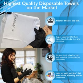 Framar Disposable Towels For Salon, Hair Towels For Women, Salon Towels Bleach Safe White Spa Towels For Hair Drying Towel, White Towels Bulk, White Gym Towels Pack – 50 Pack Disposable Towel