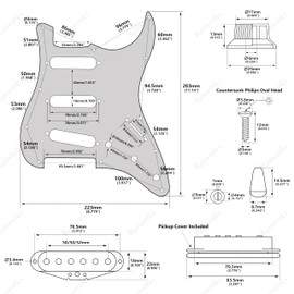Banworks 3Ply Loaded SSS Pickguard Vintage F '60s Tones Prewired Strat Pickguard with Staggered Alnico 5 SSS Single Coil Pickups for Fender Stratocaster Style Electric Guitars JT/HBZC-01 Vintage White