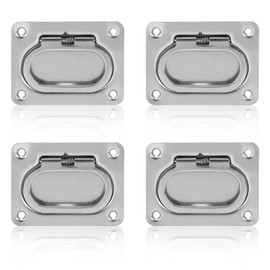 Flush Ring Pull Handle, 4 Pack 316 Stainless Steel Hatch Pull Flush Lift Cabinet Drawer Floor Door Deck Hatch Handle for Boat Ship RV Trailer