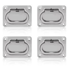 Flush Ring Pull Handle, 4 Pack 316 Stainless Steel Hatch Pull Flush Lift Cabinet Drawer Floor Door Deck Hatch Handle for Boat Ship RV Trailer