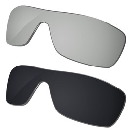 Galvanic Replacement Lenses for Oakley Turbine Rotor OO9307 Sunglasses - Chrome + Black Polarized - Combo Pack