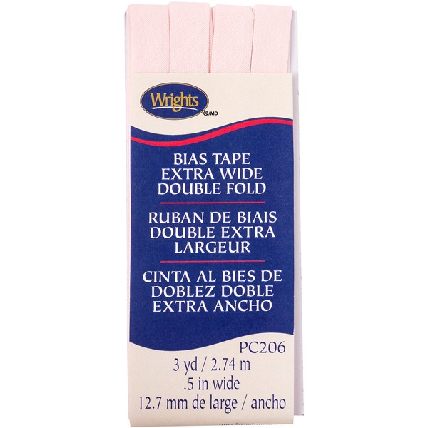 WRIGHTS Rosewater Double Fold Bias Tape 1/2" X3yd, 1 Count (Pack of 1)