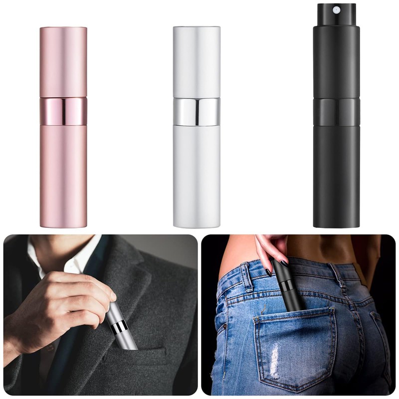 Hinapan 3 Stück Mini-Zerstäuber, Parfümzerstäuber, 8 ml Parfümatomiser Leer, Reise-Parfümzerstäuber,