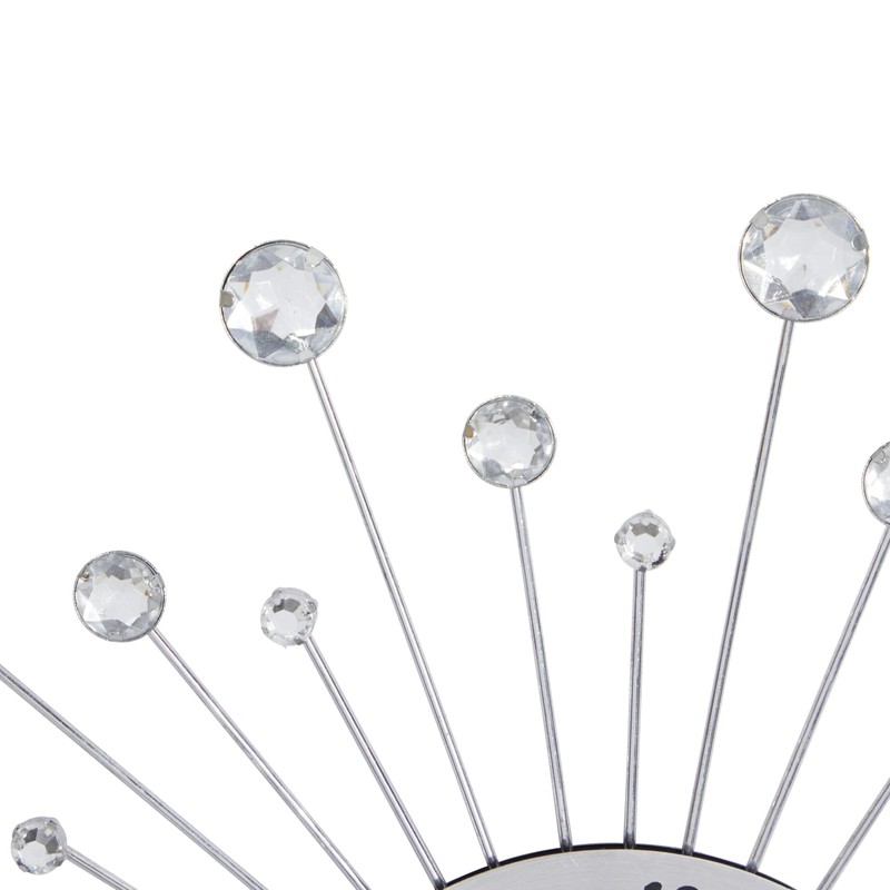 Deco 79 Metal Starburst Decorative Wall Clock With Crystal Accents