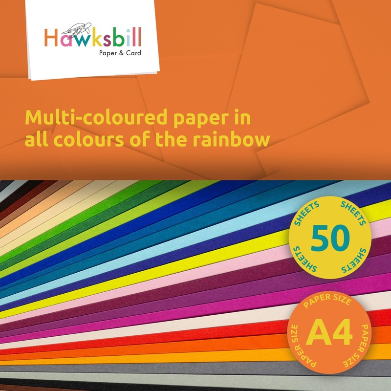 Hawksbill Paper 130GSM Multi-Coloured Paper – Assorted 50 Pack in