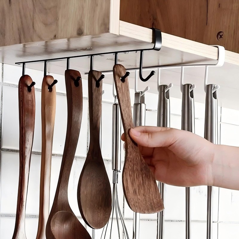HIGHROCK Kitchen Utensil Hanger, Kitchen Hooks Rack, Under Cabinet Kitchen