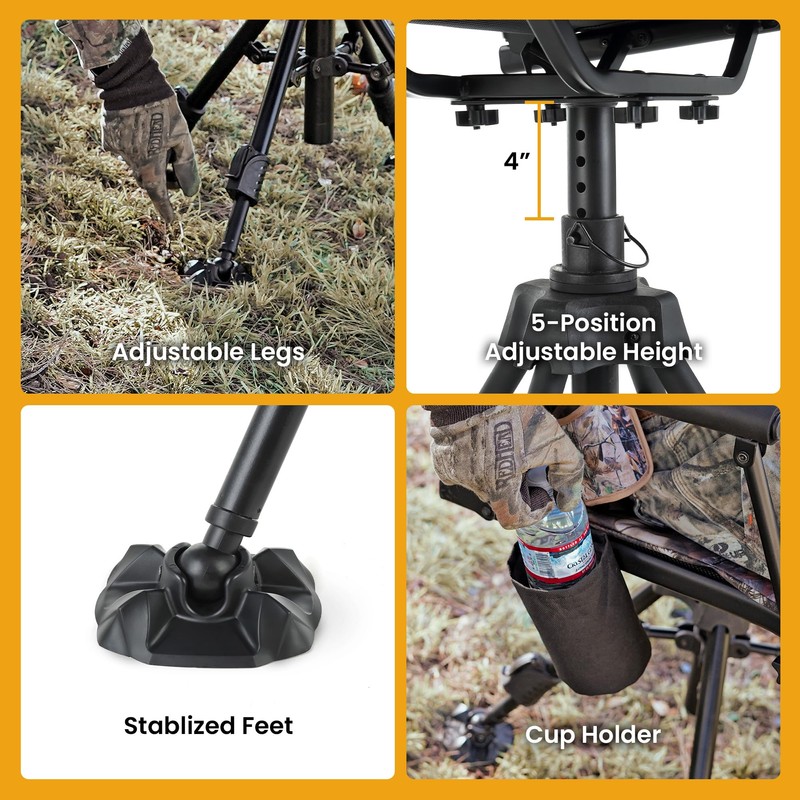 ARROWHEAD OUTDOOR Wide Folding 360° Hunting Swivel Blind Chair with