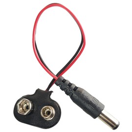 9V Battery Clip with 2.1mm X 5.5mm Male DC Plug, 2 Pieces