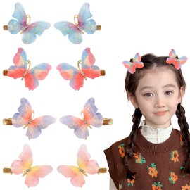 Butterfly Hair Clips, Hairpins, Set of 8, Hair Accessories, Children's Butterfly Hair Clips, Cute, Duck Curls, Decorative Parties, Children's, Birthdays, Weddings, Recitals, Women's