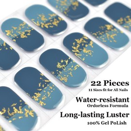 LIFOOST Nail Art Wraps Free Nail Light/Lamp Gel Nail Polish Stickers, Waterproof Long Lasting Nail Strips (Green Black Gradient)