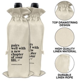 RNYJJ New Job Gifts Wine Bag for Coworkers Boss Friends Going Away Leaving Moving Away Farewell Retirement New Beginnings Gifts New Chapter Wine Gift Bag