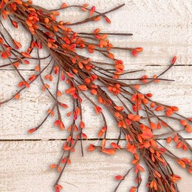 NeoL'artes Artificial Fall Berry Garland, 6 Feet, Orange Berries, Decorative Mantle and Table Decor (Orrange)