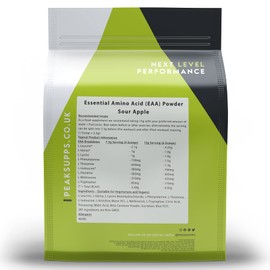 Peak Supps Essential Amino Acids (EAA) Powder - Vegan (Sour Apple, 250g), Intra Workout Drink