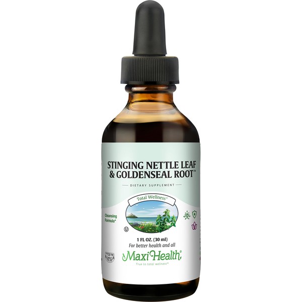 Maxi Health Stinging Nettle Leaf Extract - with Goldenseal Root - 1 Fluid Ounce Bottle - Kosher