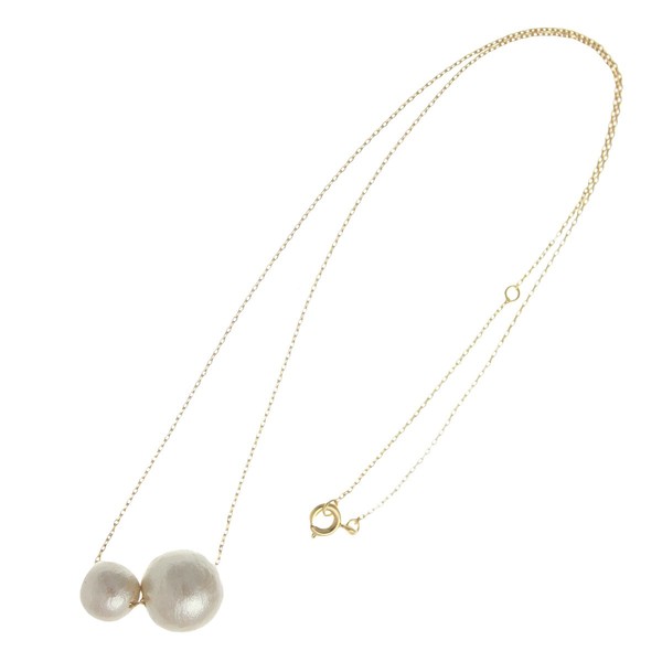 VingTAINE C3130 Double Cotton Pearl Necklace, M, Simple, Cotton