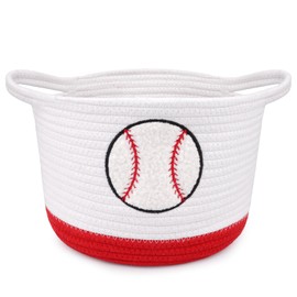 Baseball Woven Basket-Cute Cotton Rope Gift Basket Embroidered Baseball