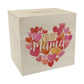 Hearts Wooden Money Box with Saying "Für die Beste Mama" Mother's Day Gift Full of Love Heart Motif Ideal for Mother's Day Show Family Gratitude