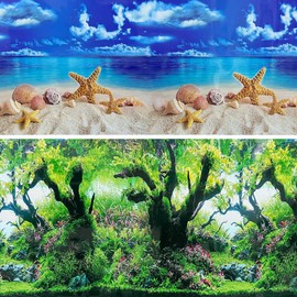 XCNO Fish Aquarium Background Poster Beach Fish Backdrop for Aquarium 10 20 Gallon Tank Wallpaper Fish Tank Background Double Sides Fish Tank Stickers