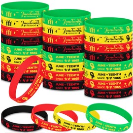 Deekin 50 Pieces Juneteenth Rubber Bracelets Juneteenth Silicone Wristband Bracelets Black Freendom Day Gifts Patriotic Party Supplies for African Afro American Festival Independence Day June 19th